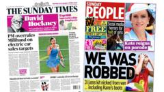 The Papers: 'PM overrules Miliband' and 'We was robbed!'