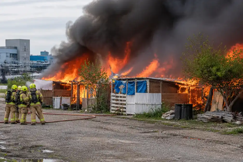 Grote brand op stadsnomadenterrein 't Landje in Amsterdam
