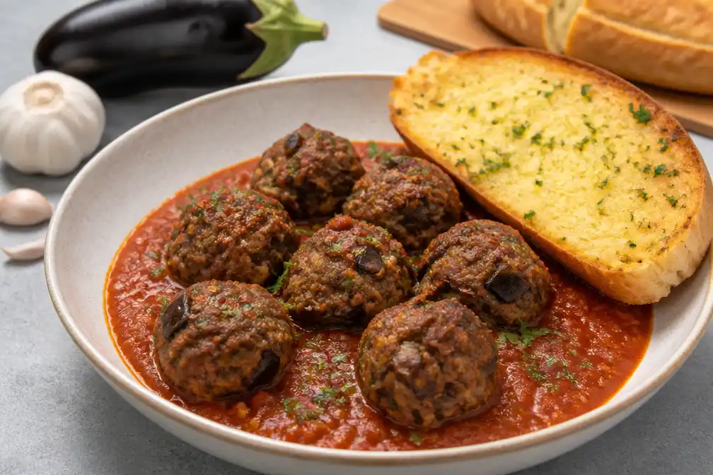 LekkerSeb deelt recept voor aubergine-gehaktballetjes in tomatensaus met knoflookbrood