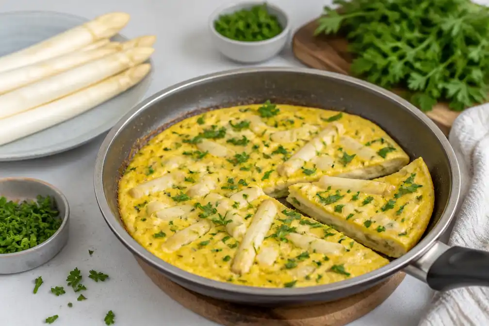 Wat Eten We Vandaag: Frittata met witte asperges en verse kruiden