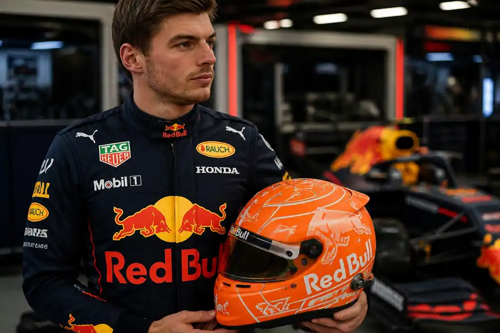 Max Verstappen onthult oranje helm voor WK 2026