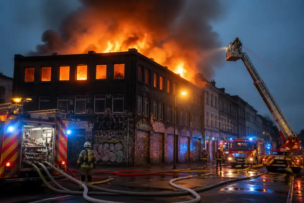 Uitslaande brand in opslagplaats in Schaarbeek bij Brussel-Noord