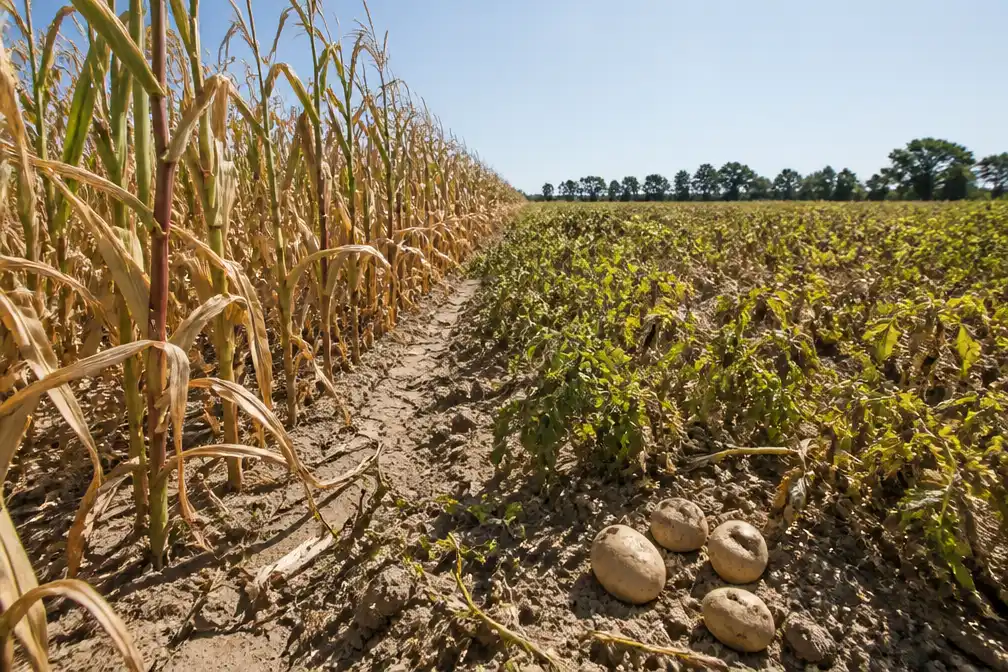 Boeren gespannen door hitte en droogte: maïs verschroeit, aardappelen lijden