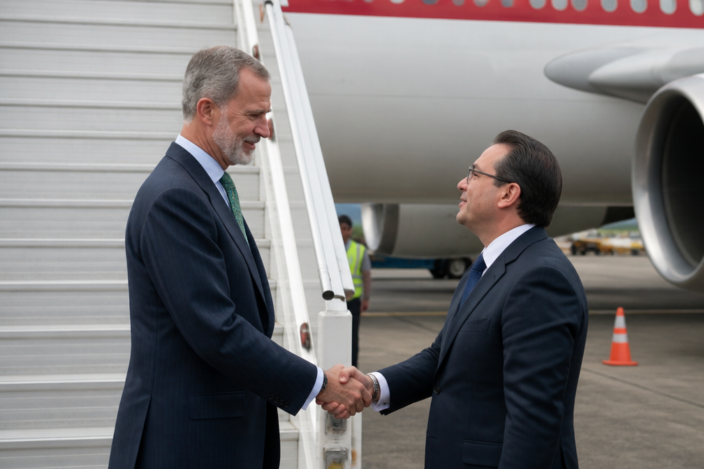 Spaanse koning Felipe aangekomen in Cali voor inauguratie president