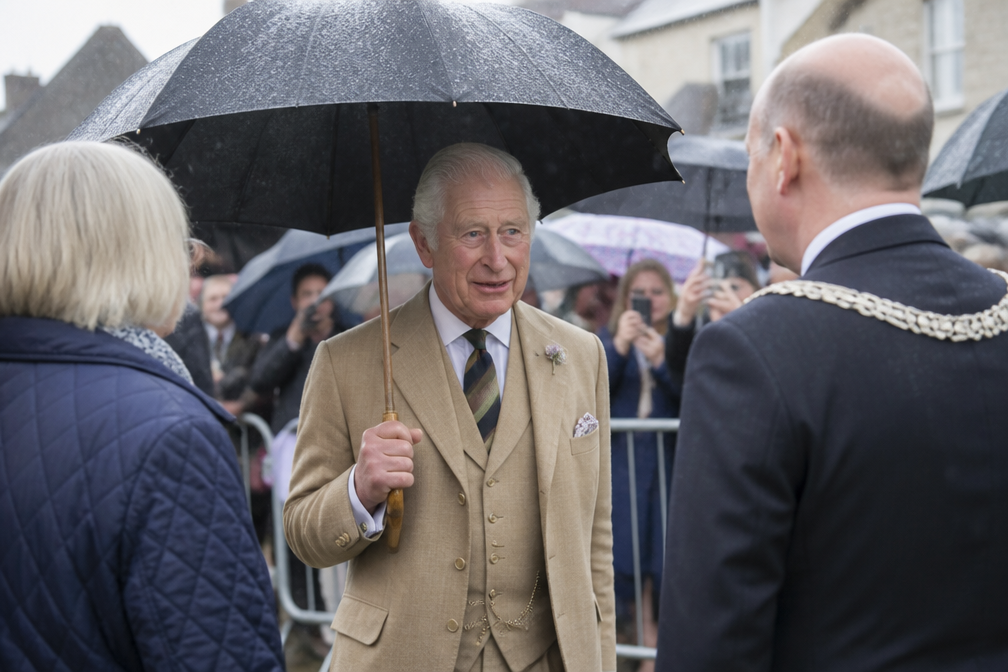 Koning Charles trotseert regen bij 800-jarig bestaan Dingwall in Hooglanden