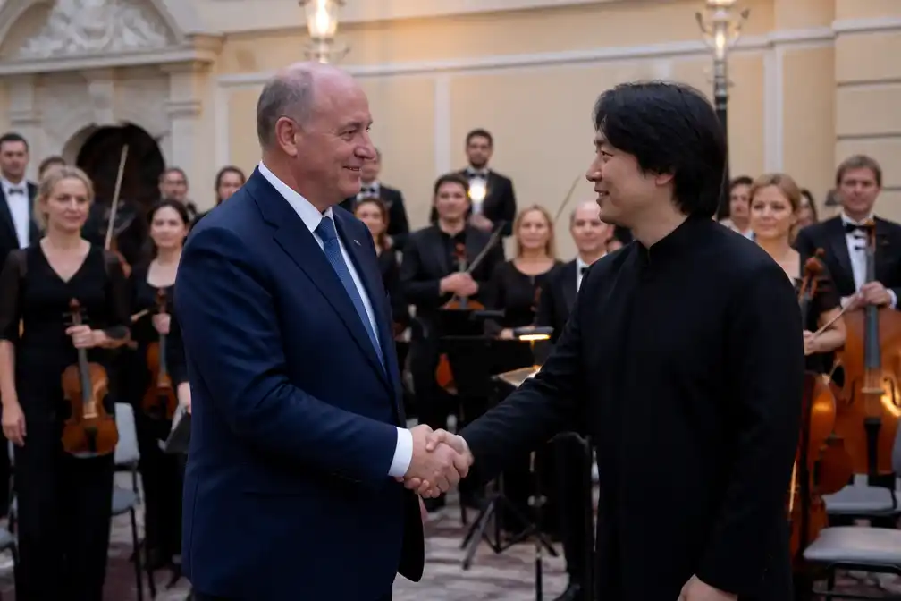 Prins Albert woont slotconcert Filharmonisch Orkest Monte Carlo bij