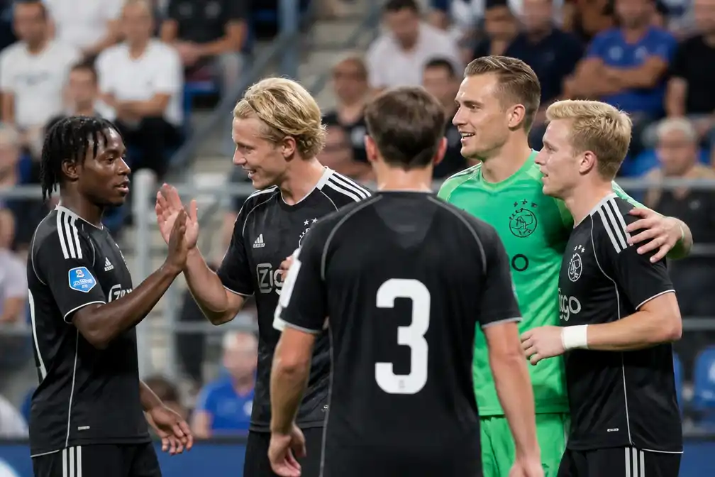 Ajax wint bij PEC Zwolle na rode kaart; debutant Brandt scoort