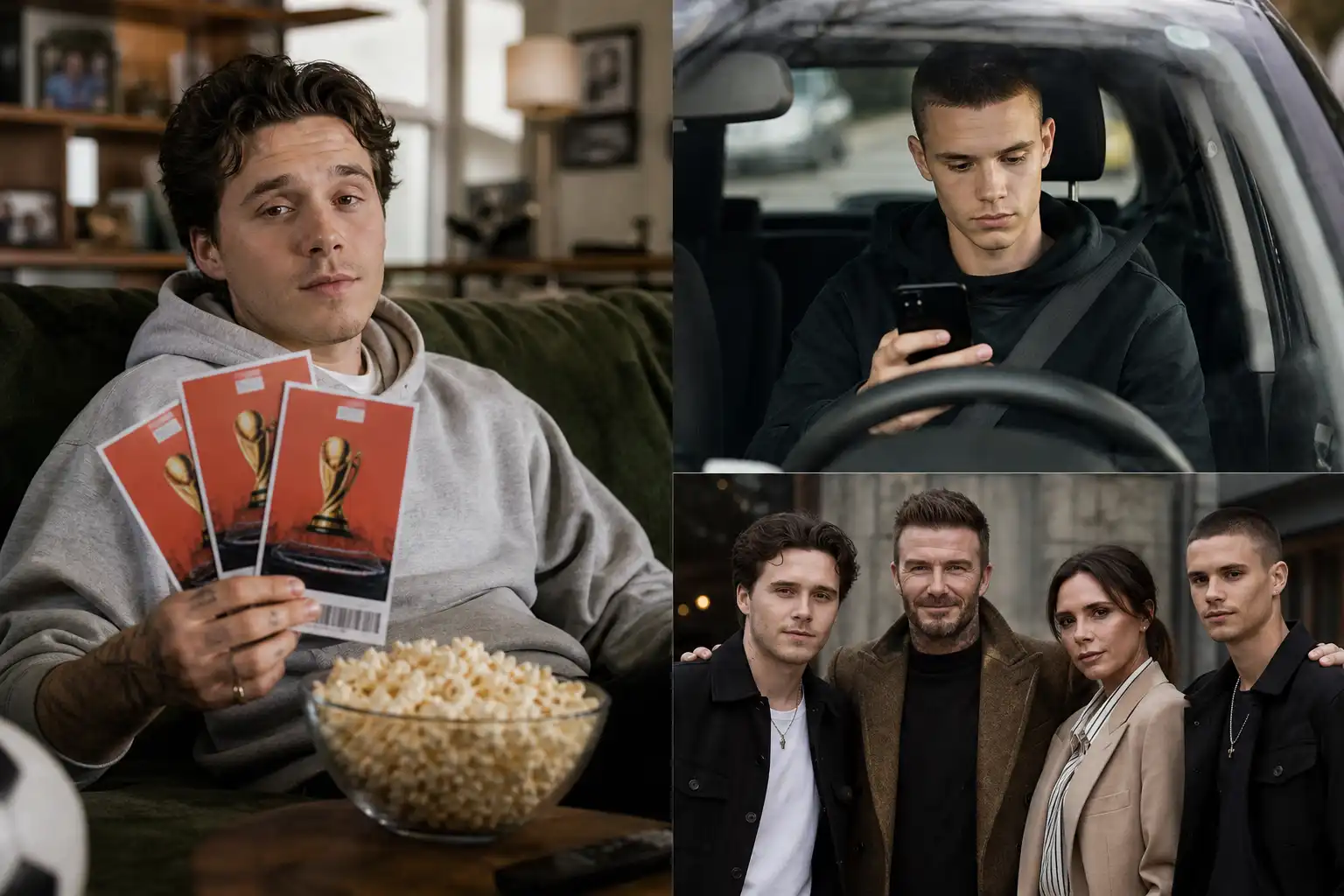 Beckham-broers in het nieuws: Brooklyn in WK-reclame, Romeo beboet voor bellen achter stuur