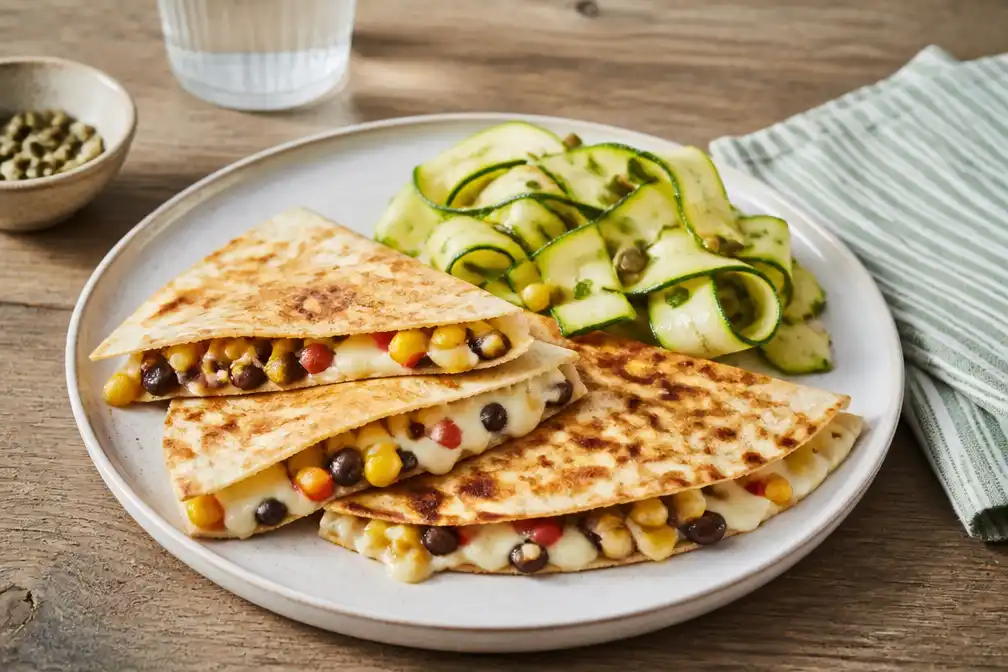Regionale kranten delen recept voor vegan quesadilla's met courgettesalade