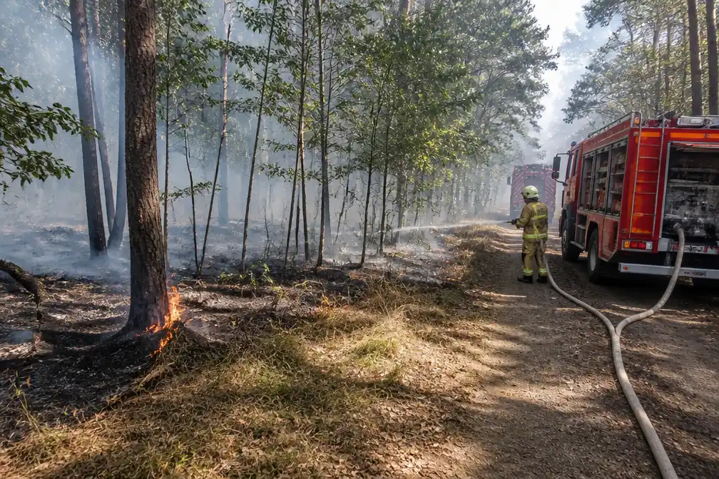 Natuurbrand woedt bij Remmerdense Heide tussen Elst en Veenendaal