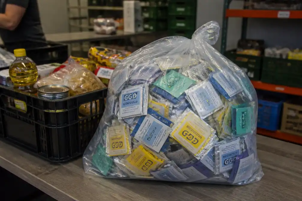Anonieme donor schenkt Voedselbank Enschede Haaksbergen tas vol GGD-condooms