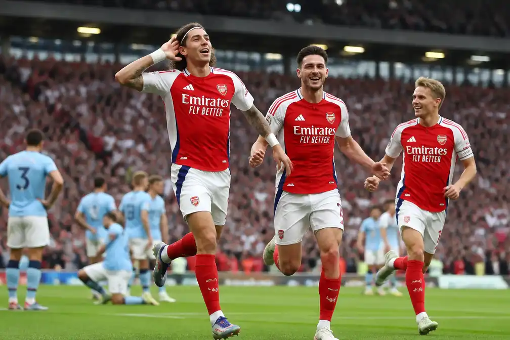 Arsenal wint Community Shield na vroege goal Calafiori tegen Man City