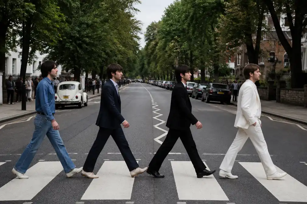 Beatles-acteurs bootsen iconische Abbey Road-foto na