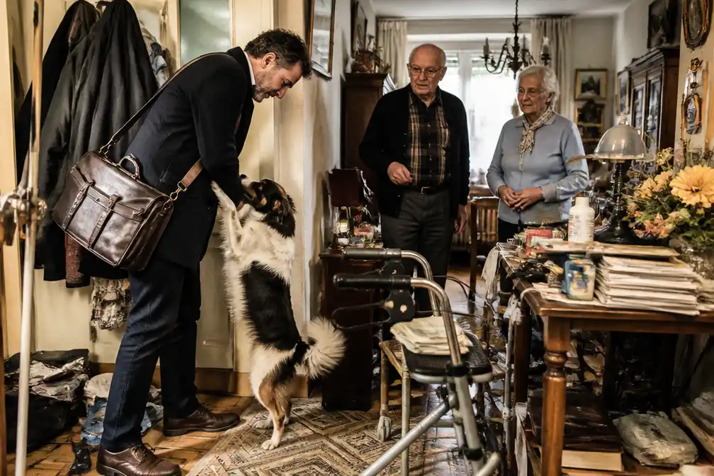 Huisbezoek dokter Rutger aan echtpaar Van Tijl: hond, obstakels en kwalen