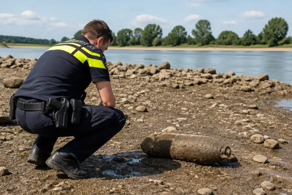 Lage waterstand brengt WOII-munitie bloot, politie overspoeld met meldingen