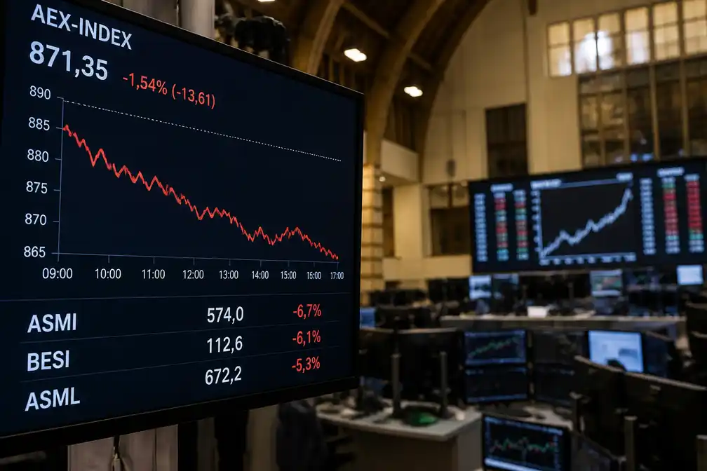 AEX sluit lager door zware verliezen chipbedrijven ASMI, Besi en ASML