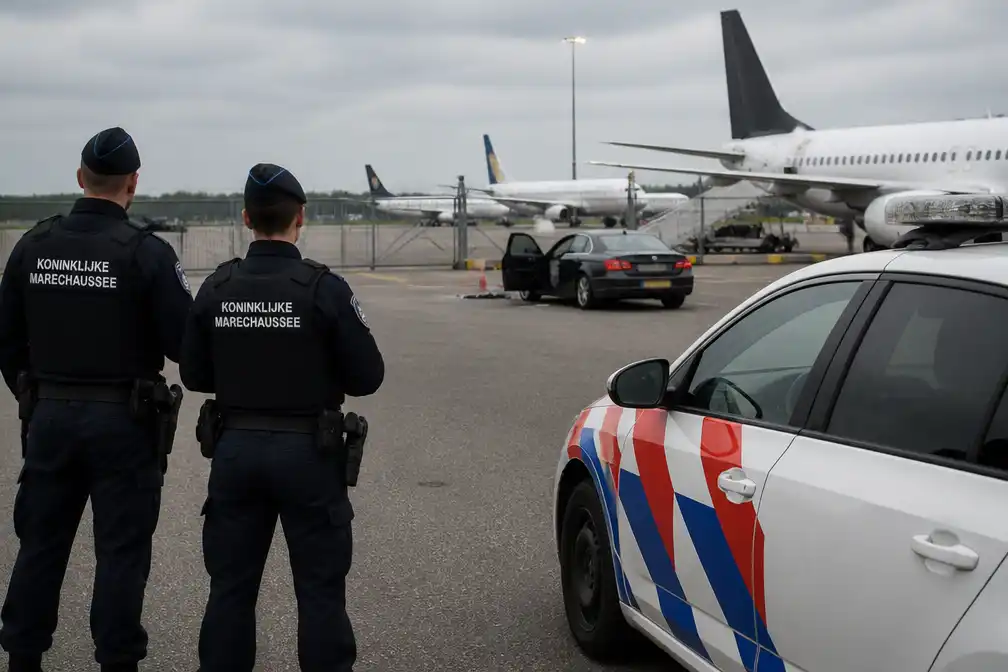 Naakte vrouw rijdt door hek Eindhoven Airport en stopt bij vliegtuigen