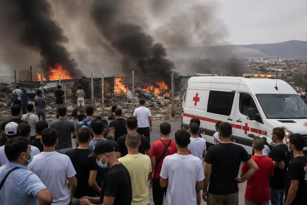 Inwoners Ceuta steken migrantententen in brand en blokkeren Rode Kruis