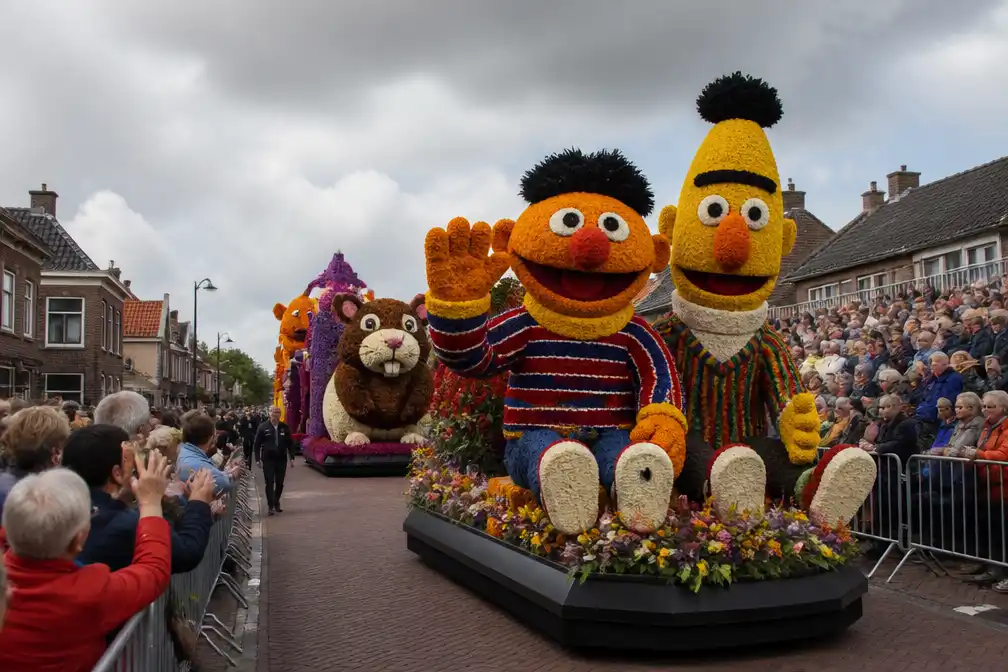 Bloemencorso Vollenhove trekt volle straten ondanks stevige zuidwester