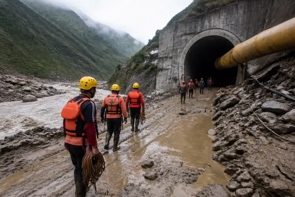 Reddingswerkers haasten zich naar 900 vastzittenden in waterkrachttunnels in Nepal