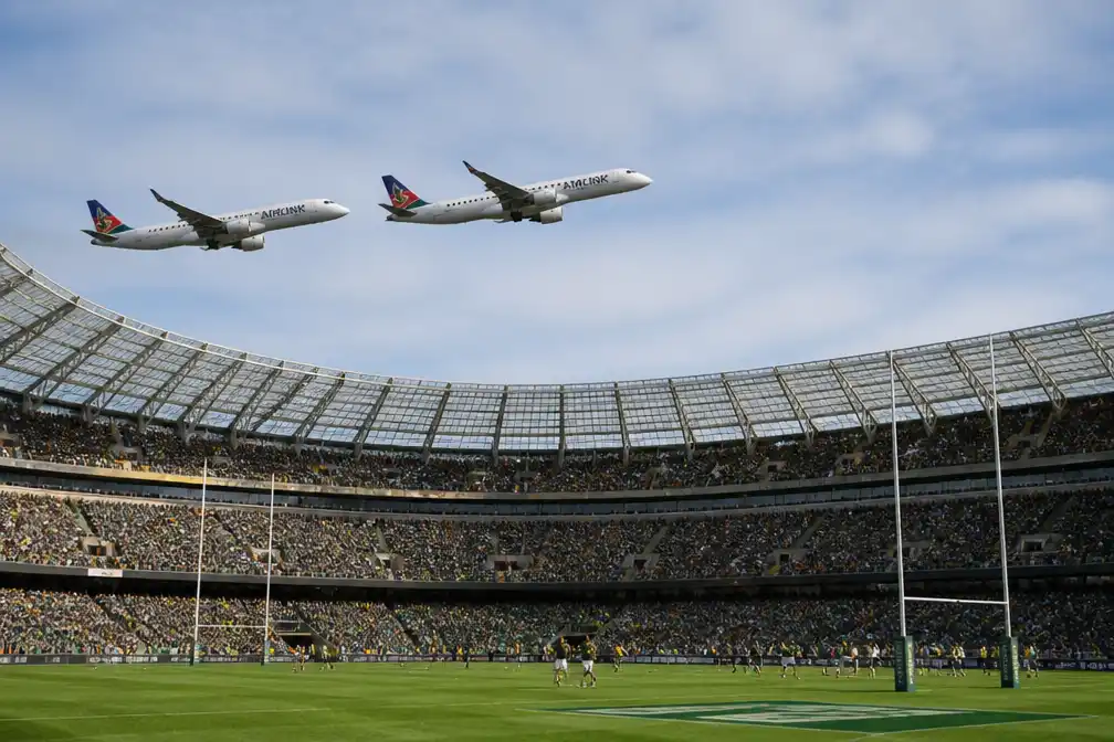 Airlink verdedigt lage flyby boven vol stadion in Kaapstad