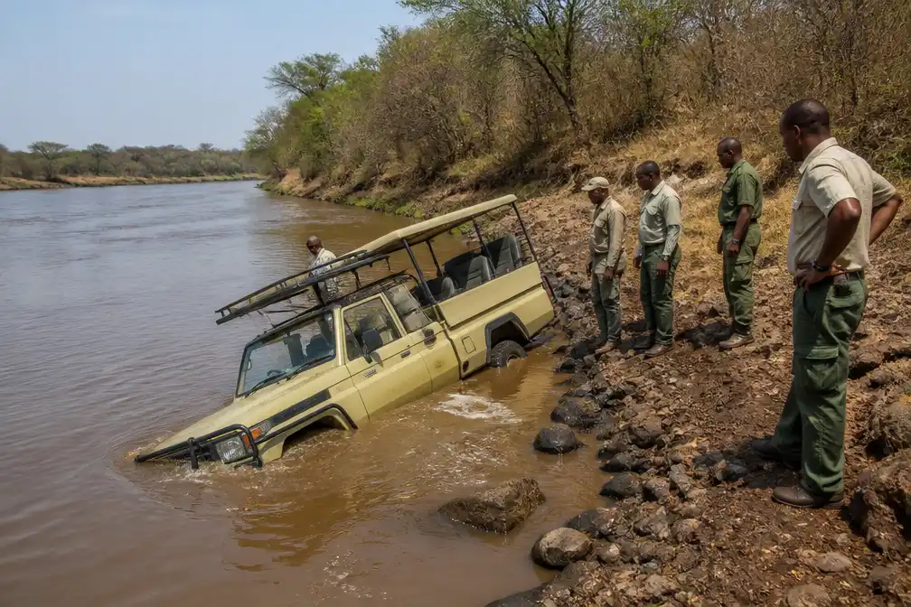 Safari-jeep met Zwitserse toeristen belandt in krokodillenrivier in Tanzania