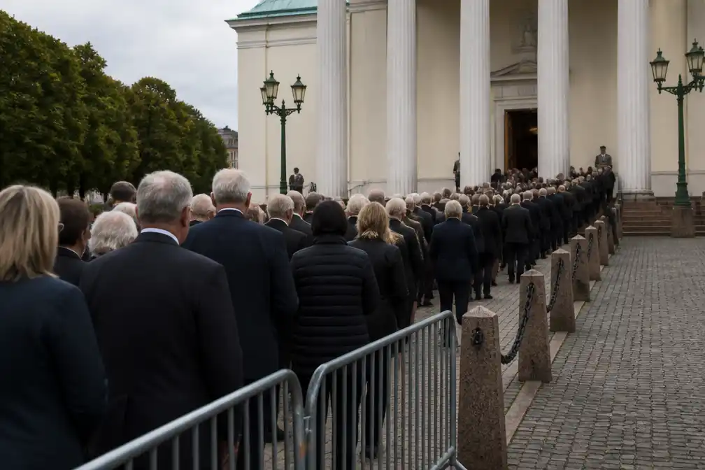 Ruim 25.000 mensen nemen afscheid van Noorse koning Harald; skibond bij uitvaart