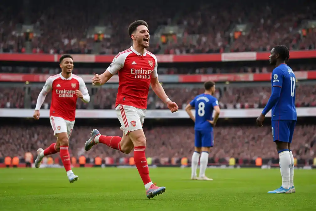 Arsenal verslaat Chelsea met 2-1 en evenaart Manchester City