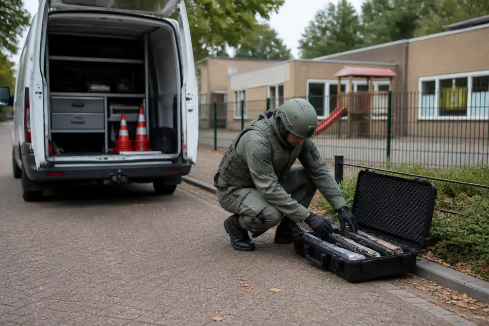 Marechaussee vindt verborgen vuurwapens bij basisschool Overasselt