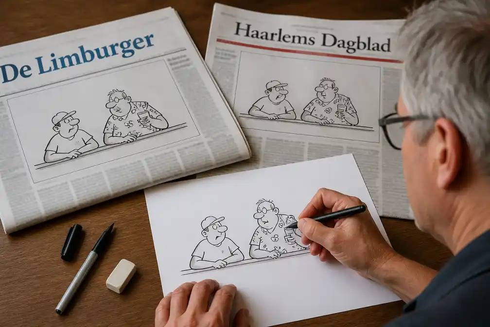 Cartoon Toos & Henk van Paul Kusters verschijnt in De Limburger en Haarlems Dagblad