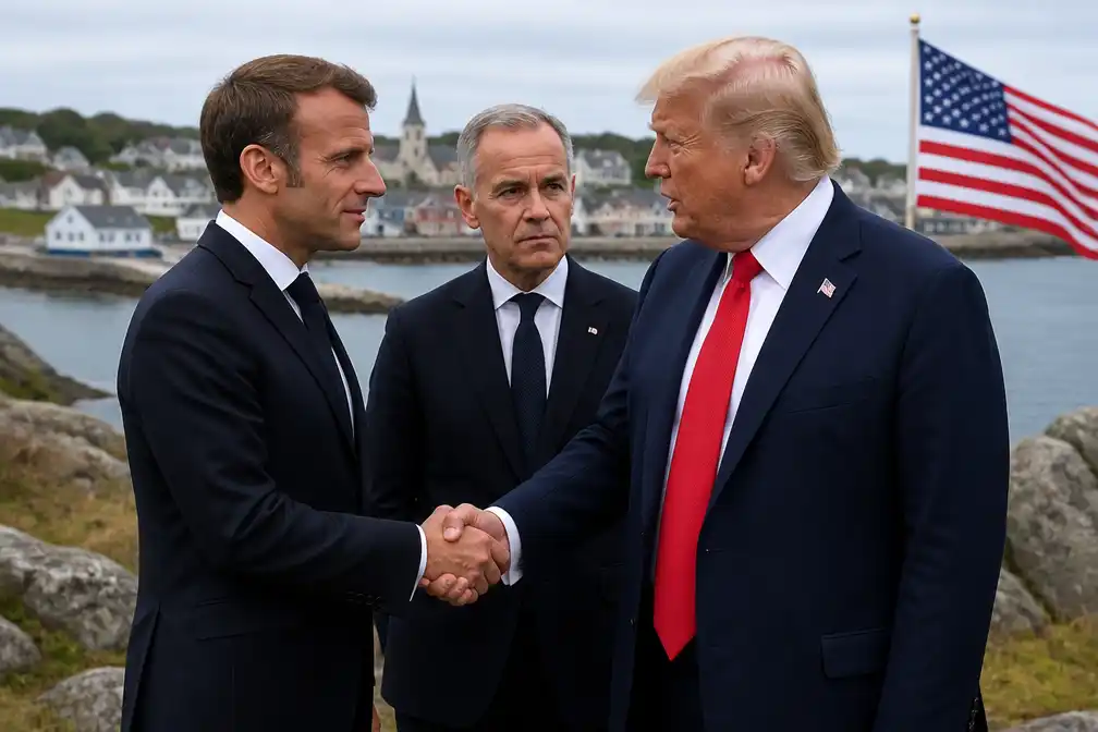 Macron bezoekt Saint-Pierre en Miquelon met Carney na claim van Trump
