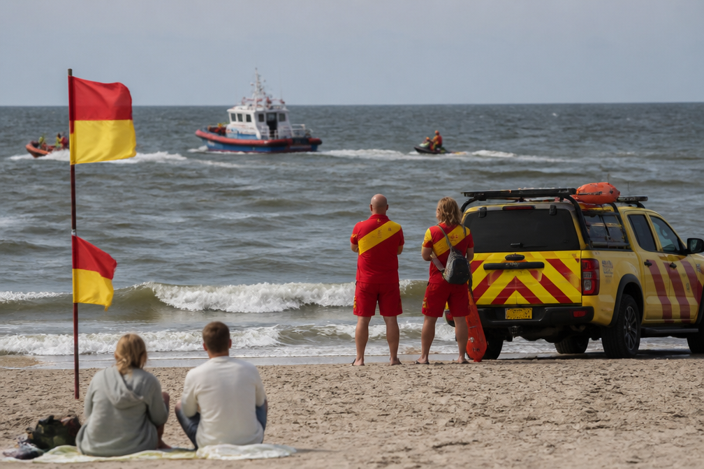 Zoektocht naar drenkeling in IJmuiden na 2,5 uur gestaakt; badgast gered