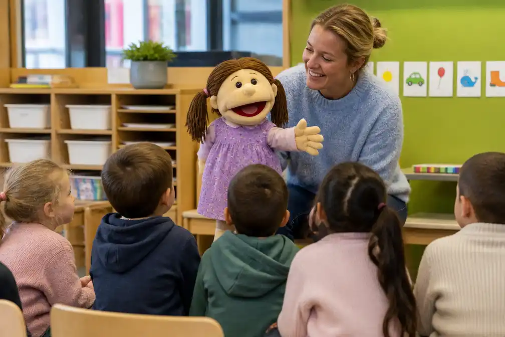 Handpop Kaatje Klank bereidt kleuters in Herzele voor op leesonderwijs