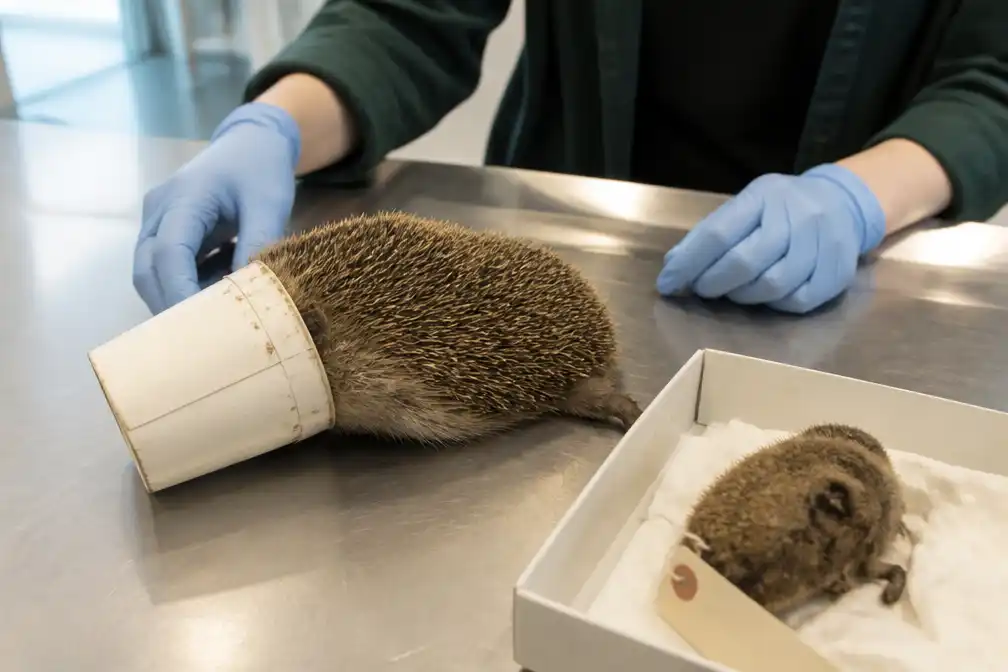 Egeltje dat stierf door milkshakebeker krijgt plek naast McFlurry-egel in Rotterdams museum