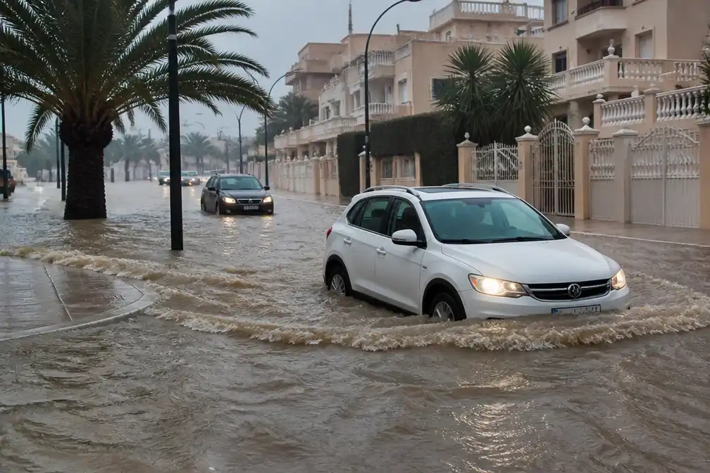 Zware onweersbuien zetten straten onder water in Spaanse provincie Alicante