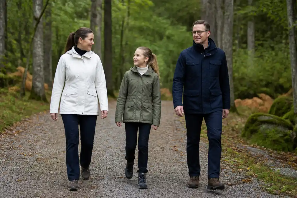 Zweedse kroonprinses Victoria wandelt met Daniel en Estelle in Nackareservatet