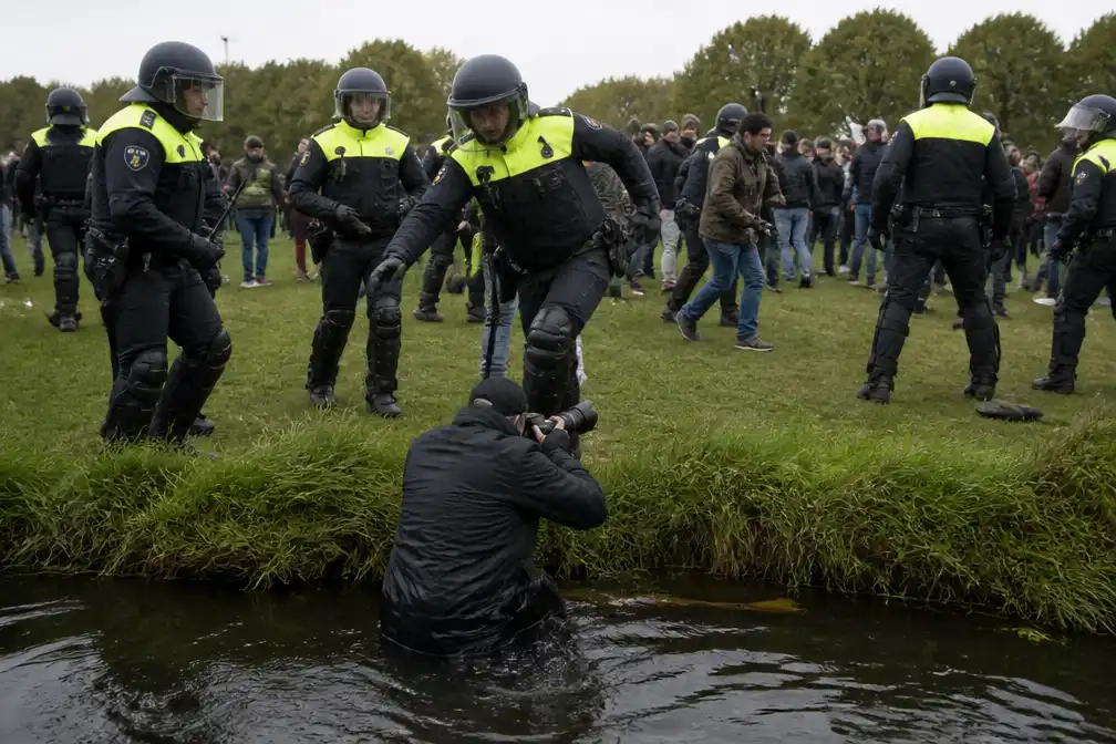 Politie: fotograaf in water bij Malieveld door 'creëren werkruimte' voor arrestatieteam