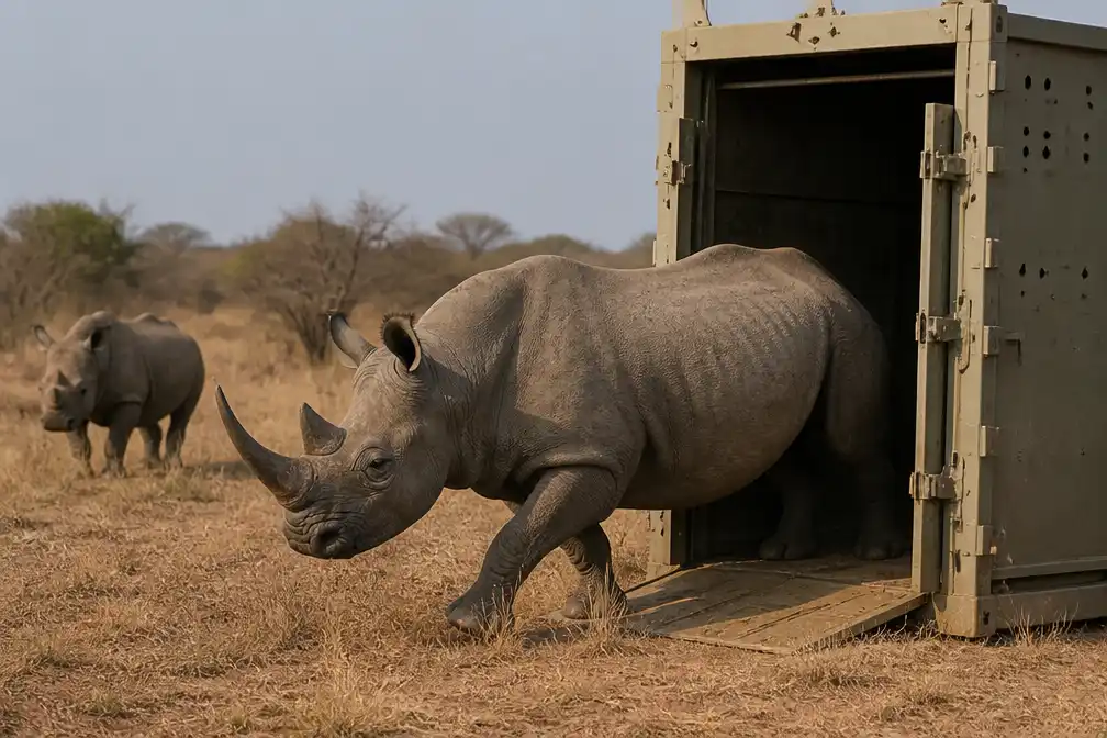 Nederlandse vrienden zetten zeldzame zwarte neushoorns uit in Botswana