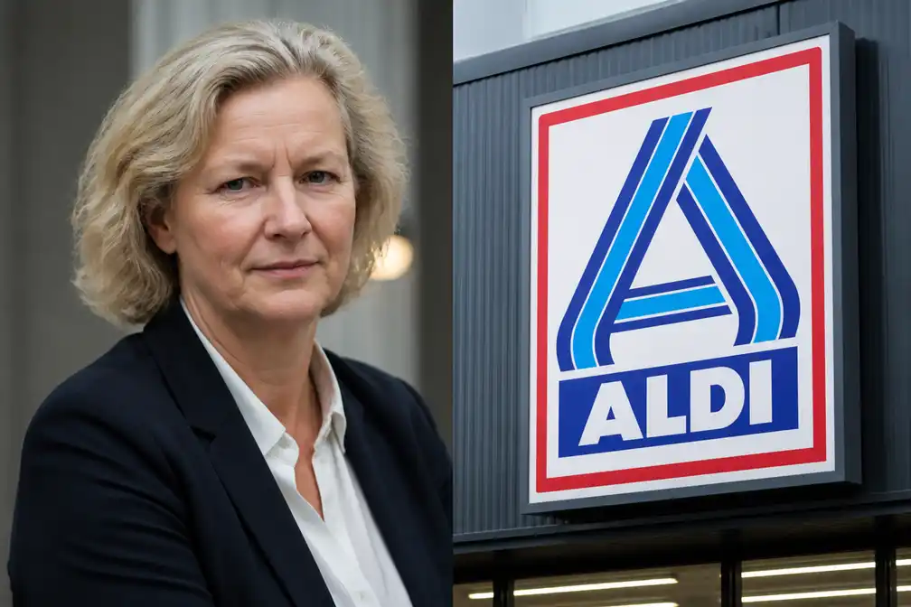 Belgische prinses Delphine woedend op Aldi om poster die als haar kunst wordt verkocht