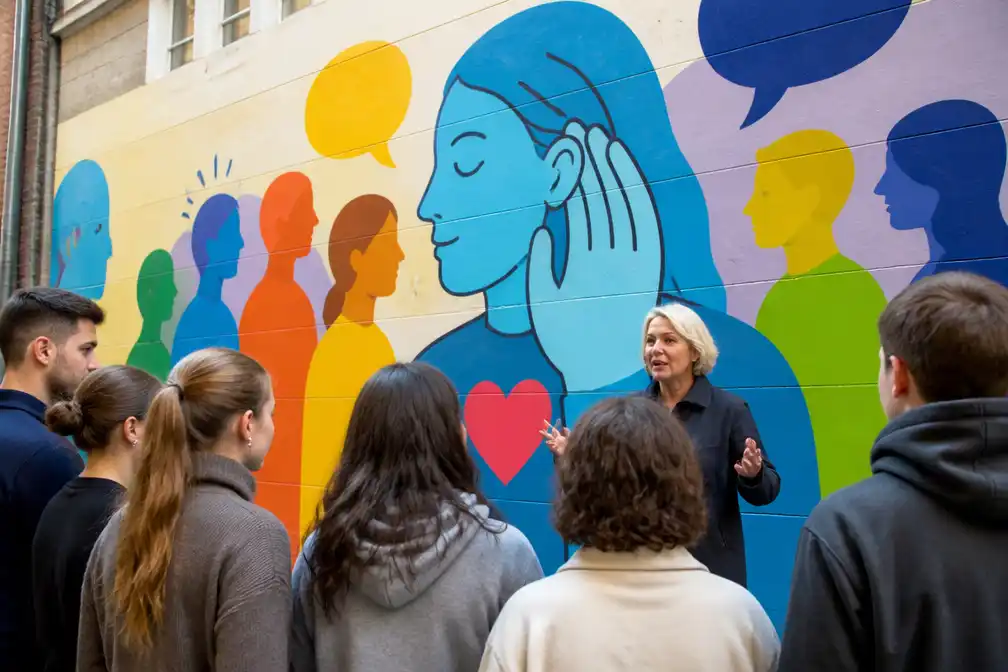 Prinses Delphine onthult Warme William-mural in hartje Gent