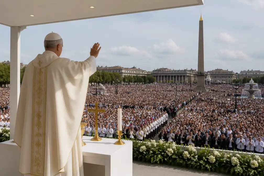 Paus Leo XIV houdt openluchtmis in Parijs voor circa 700.000 mensen