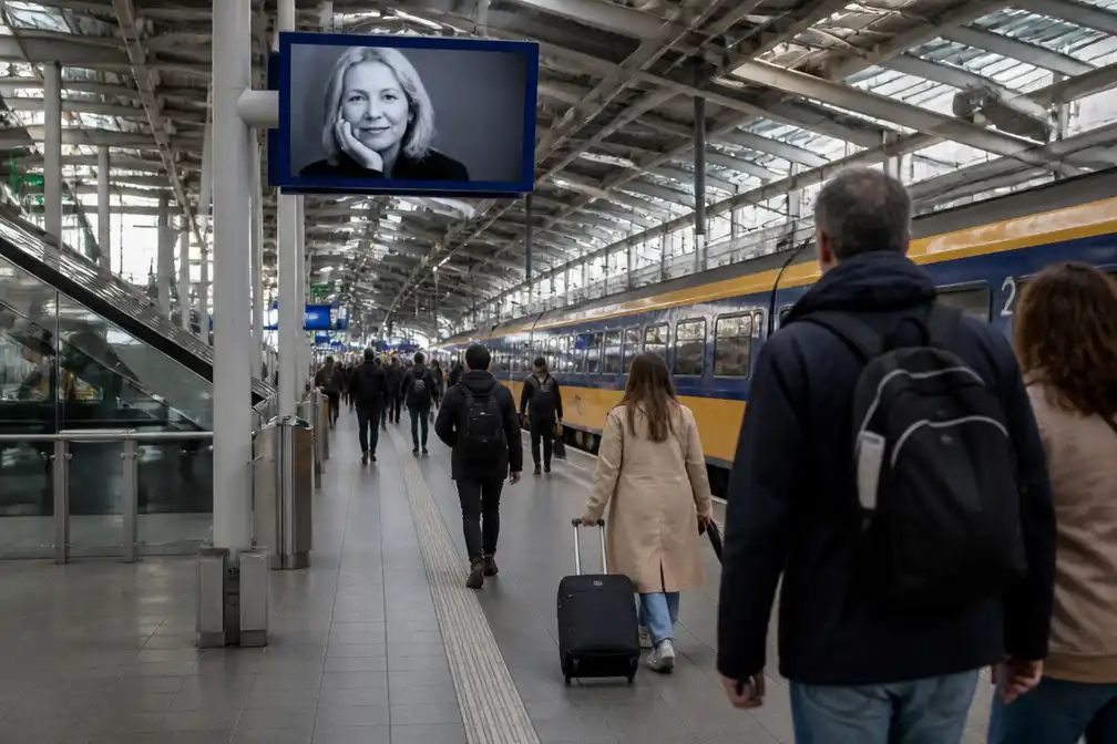 NS eert overleden schrijfster Paulien Cornelisse op schermen Utrecht Centraal