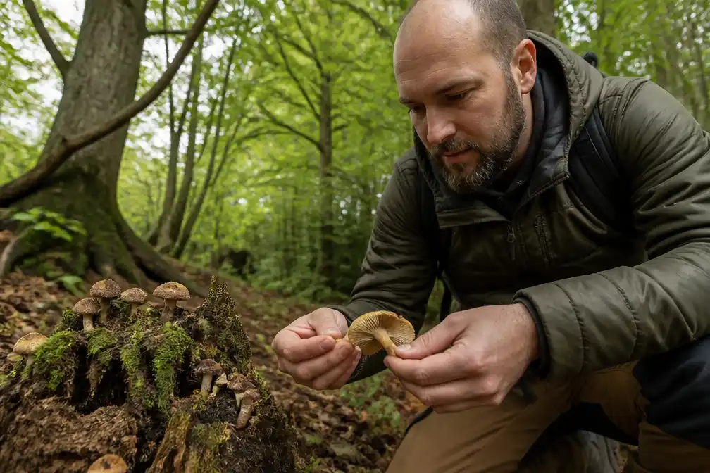Jeroen Onrust (37) uit Assen kauwt op giftige paddenstoelen en gidst excursies
