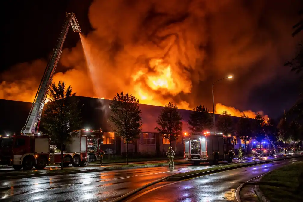 Zeer grote brand in bedrijfsverzamelgebouw aan Bolderweg in Almere