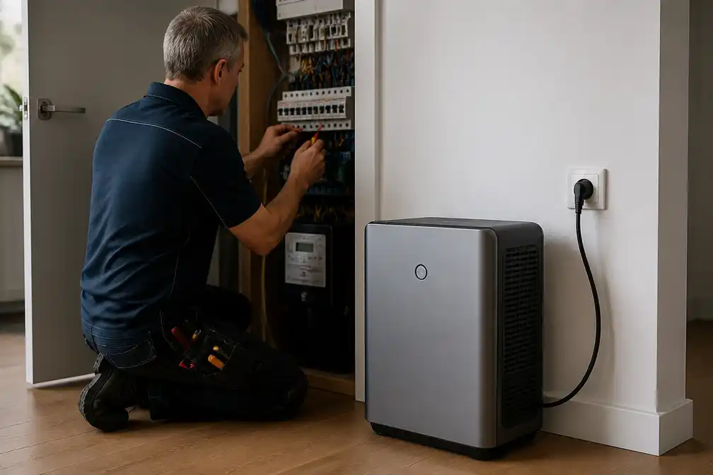 Elektricien laten meekijken bij stekkerbatterij om oververhitting te voorkomen