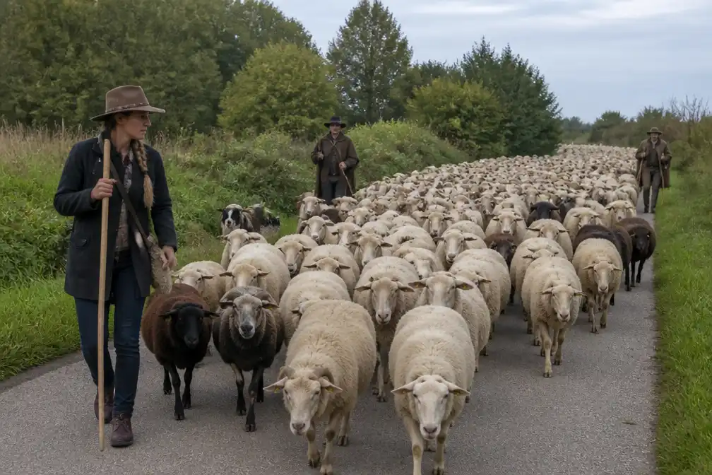 Kudde van 350 schapen trekt door Diest op weg naar Brussel