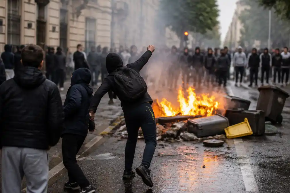 Weken van scholierenprotesten in Frankrijk met vechtpartijen en brandjes