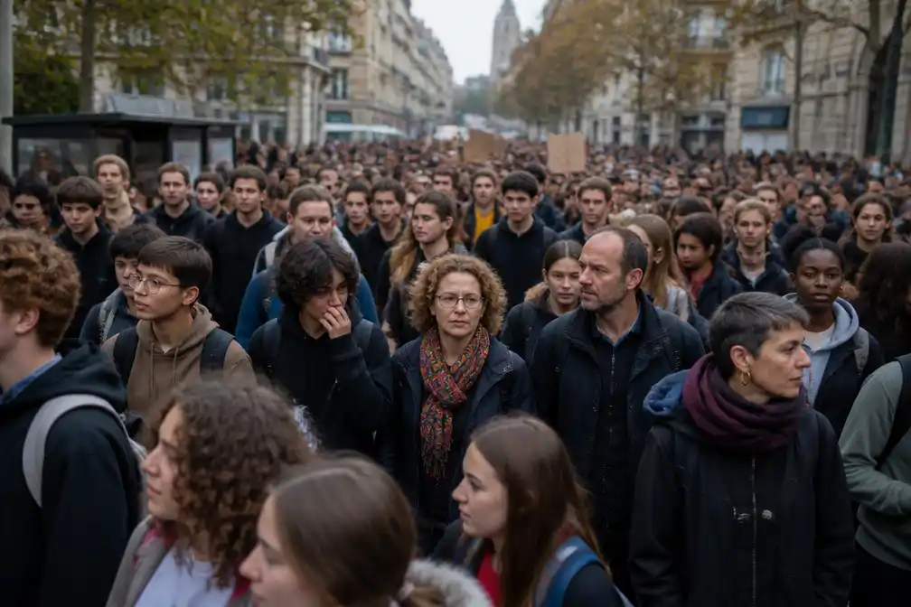 Leraren en ouders lopen mee met scholierenbetoging in Lyon