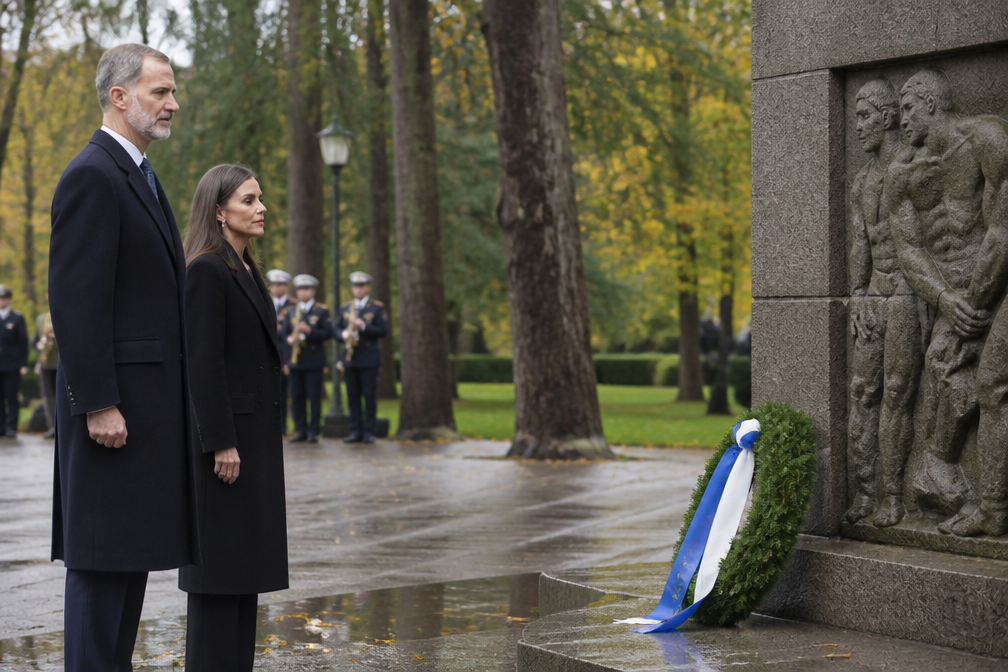 Spaans koningspaar legt krans op tweede dag Fins staatsbezoek