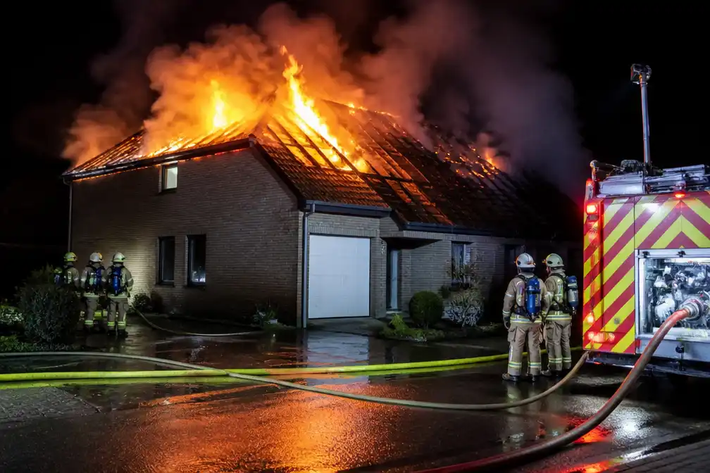 Dakbrand in Balen: gezin met vijf kinderen ontsnapt, woning onbewoonbaar